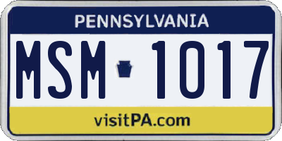 PA license plate MSM1017
