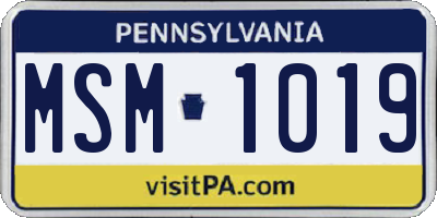 PA license plate MSM1019