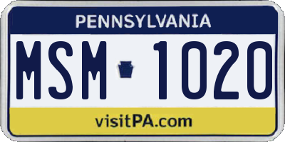 PA license plate MSM1020