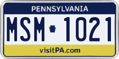 PA license plate MSM1021
