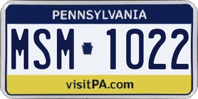 PA license plate MSM1022