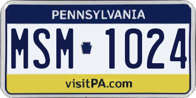 PA license plate MSM1024