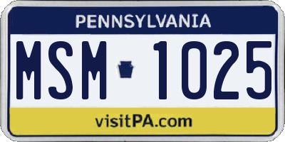 PA license plate MSM1025