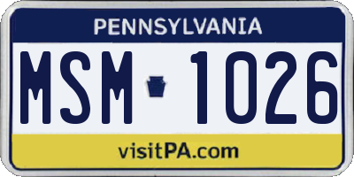 PA license plate MSM1026