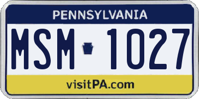PA license plate MSM1027