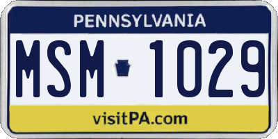 PA license plate MSM1029