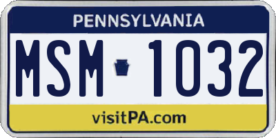 PA license plate MSM1032