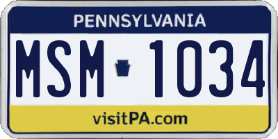PA license plate MSM1034