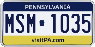 PA license plate MSM1035