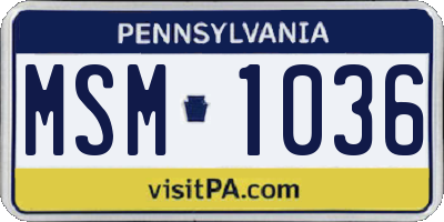 PA license plate MSM1036