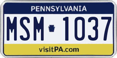 PA license plate MSM1037