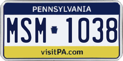 PA license plate MSM1038