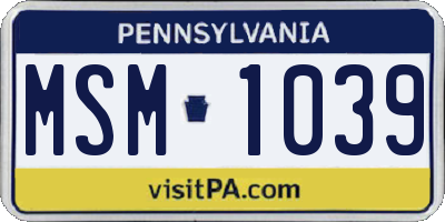 PA license plate MSM1039