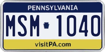 PA license plate MSM1040