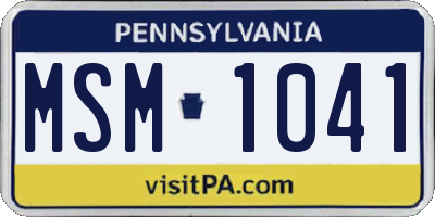 PA license plate MSM1041