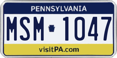 PA license plate MSM1047