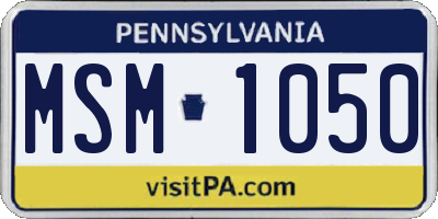 PA license plate MSM1050