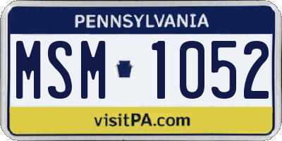PA license plate MSM1052
