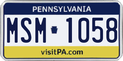 PA license plate MSM1058