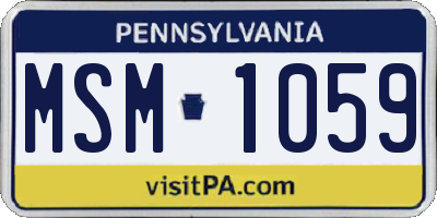 PA license plate MSM1059