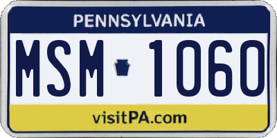 PA license plate MSM1060