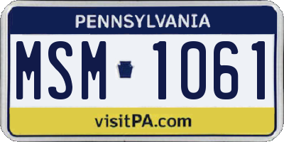PA license plate MSM1061