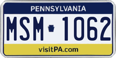 PA license plate MSM1062