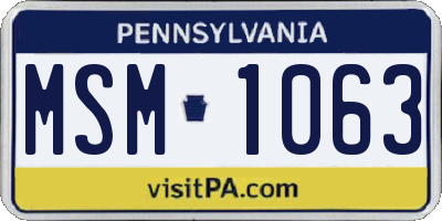 PA license plate MSM1063