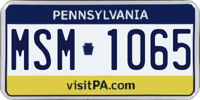 PA license plate MSM1065