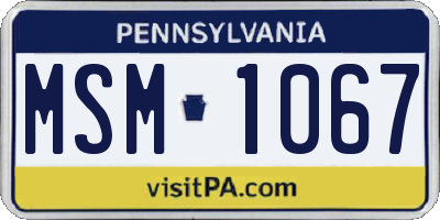 PA license plate MSM1067