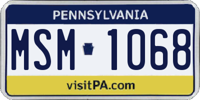 PA license plate MSM1068
