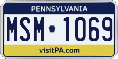 PA license plate MSM1069