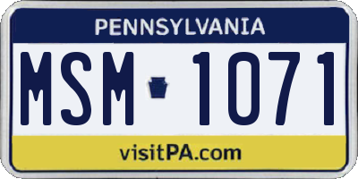 PA license plate MSM1071