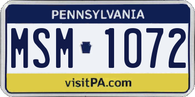 PA license plate MSM1072