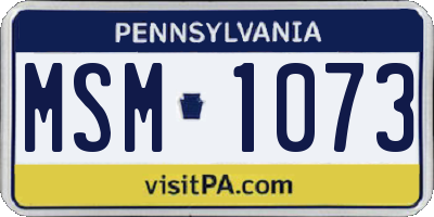 PA license plate MSM1073