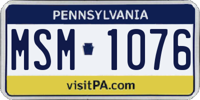 PA license plate MSM1076
