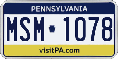 PA license plate MSM1078