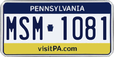 PA license plate MSM1081