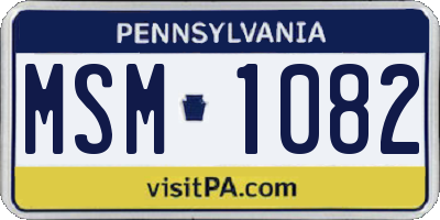 PA license plate MSM1082