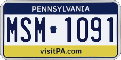 PA license plate MSM1091