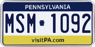 PA license plate MSM1092