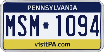 PA license plate MSM1094