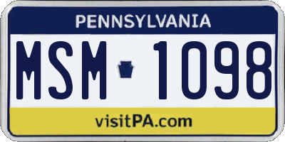 PA license plate MSM1098