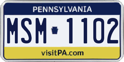 PA license plate MSM1102