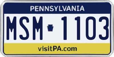PA license plate MSM1103