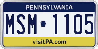 PA license plate MSM1105