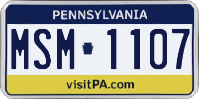 PA license plate MSM1107