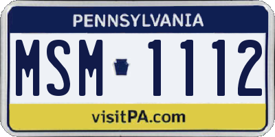 PA license plate MSM1112