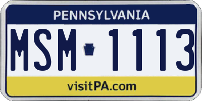 PA license plate MSM1113