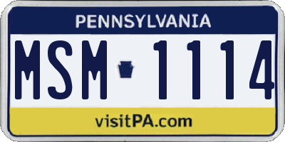 PA license plate MSM1114